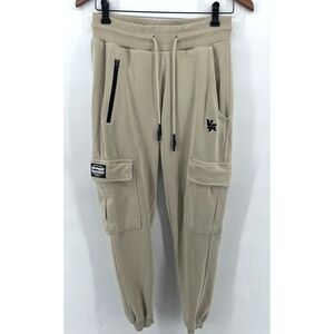 YoungLA Joggers Mens *XXS/XS Tan Cargo Sweatpants Drawstring Gym Tapered FLAWS